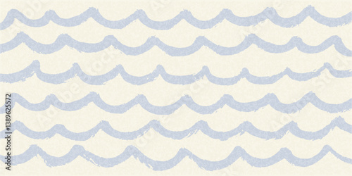 Hand drawn painting water waves. River, sea or ocean waves. Vector illustration.