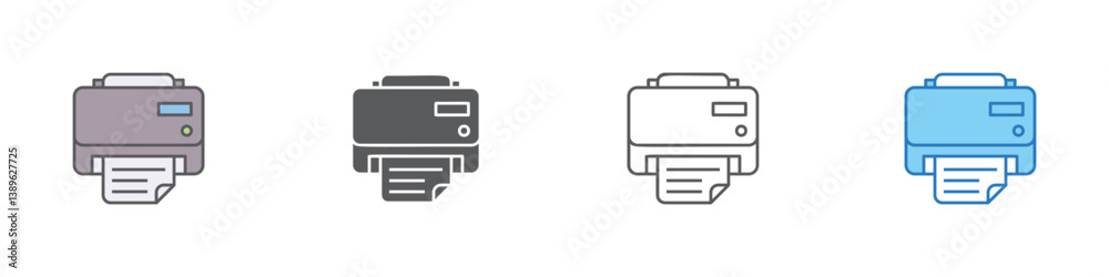 Print Icon Set Multiple Style Vector Collection Print Icon Set Multiple Style Vector Collection
