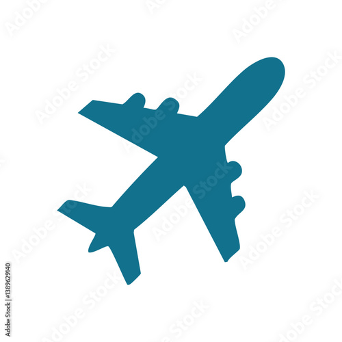 Airplane icon vector illustration of flight travel transportation blue silhouette