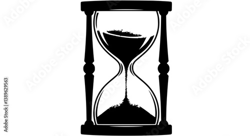 Hourglass in Woodcut Style Symbolic Black and White