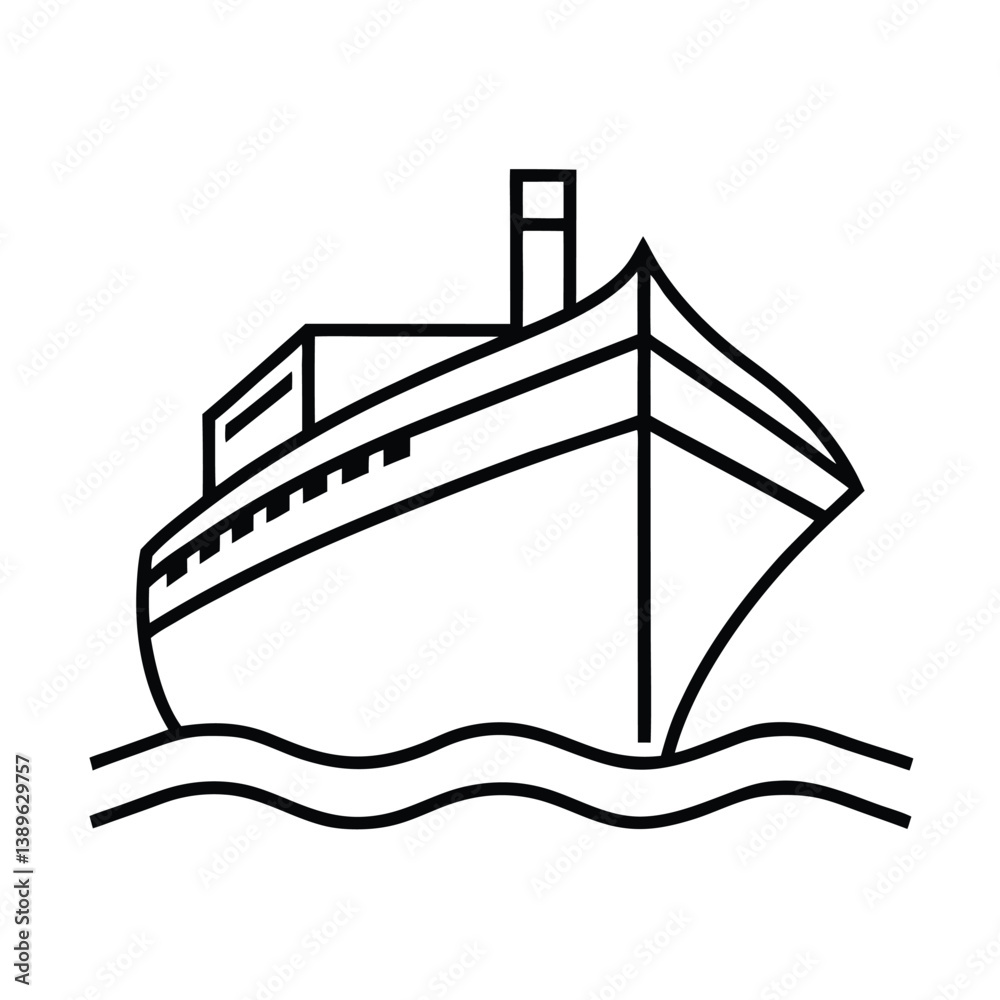 Obraz premium ship line art vector illustration