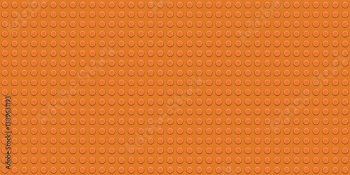 Bright orange plastic circular button pattern seamless background with repeating round dots for creative modern playful design texture in high contrast color
