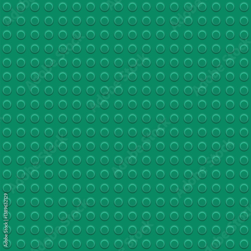 Green construction toy texture with repeating round bumps, seamless plastic surface pattern for educational design, geometric modular structure, playful background for kids, bold vibrant color concept
