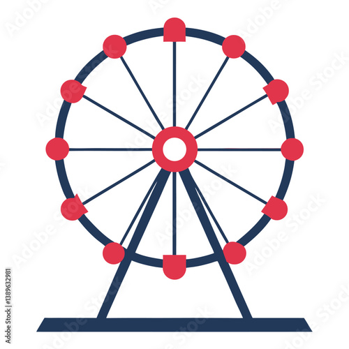 Ferris Wheel Icon Amusement Park Ride Illustration