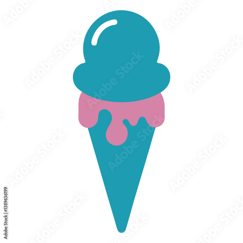 Refreshing Teal Ice Cream Cone with Pink Drips A Summer Treat