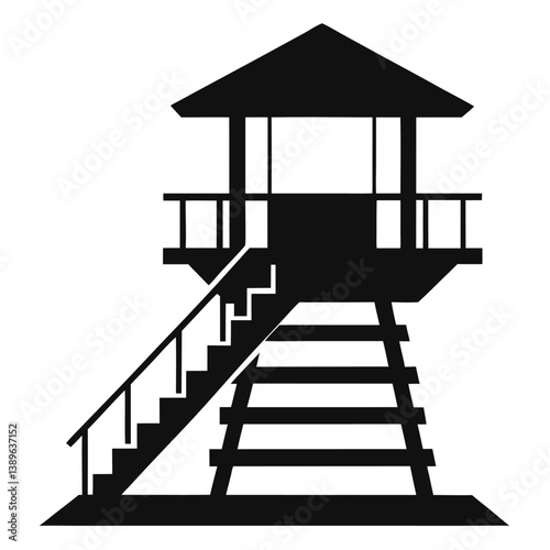 black lifeguard tower silhouette clip art preview