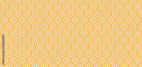 Bold mustard yellow geometric seamless pattern with repeating concentric circles, abstract radial retro design, vector symmetry background for stylish modern creative wallpaper and decoration