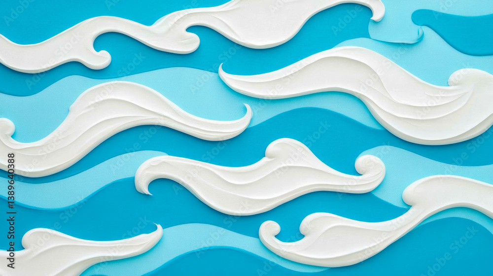 Fototapeta premium Concept: Aquatic paper waves and foam design for print and decoration
