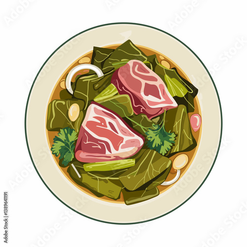 Southern Mustard Greens with Ham Hock and Garlic