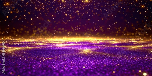 A purple background with gold glitter and stars © ConceptStudio