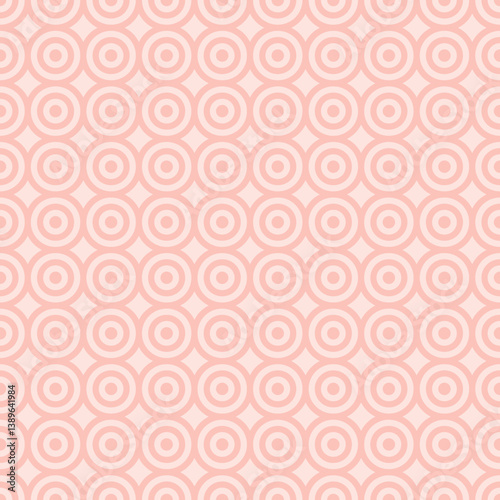 Soft peach seamless geometric pattern with concentric circles and diamond shapes pastel abstract retro style background for wrapping paper wallpaper textile fabric print elegant minimal interior decor