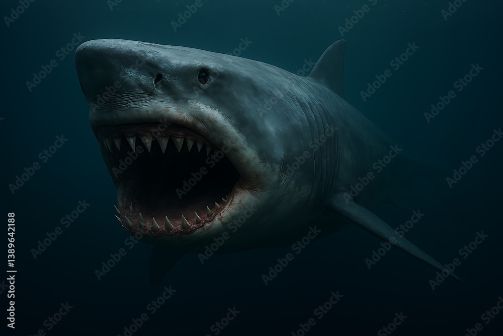 Naklejka premium 巨大鮫メガドロン