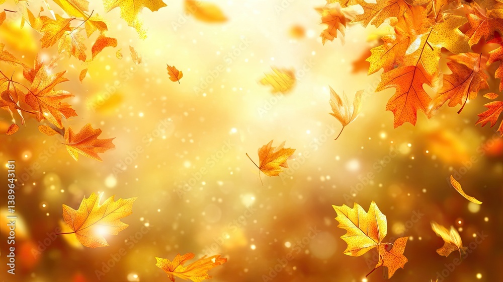 3D render of autumn leaves falling through the air, blurred background 3D render of autumn leaves falling through the air, blurred background