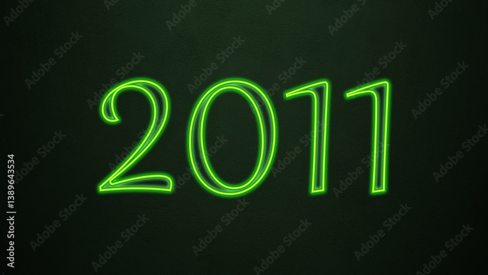 Neon glowing green number design of 2011 on dark background. Neon glowing green number design of 2011 on dark background.