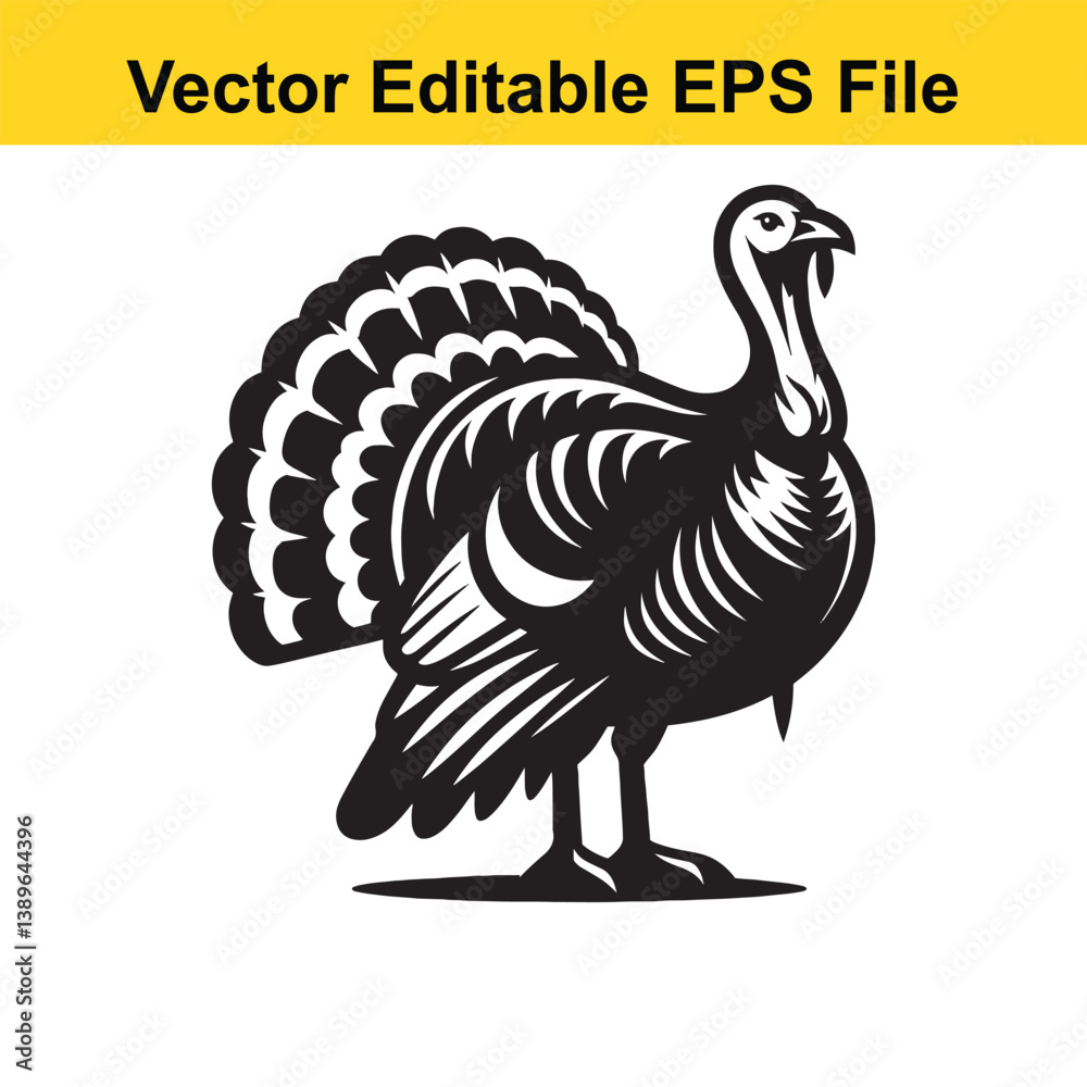 Fototapeta premium Vector turkey silhouette logo t-shirt