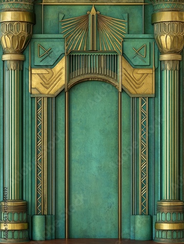 Teal and Gold Architectural Entrance