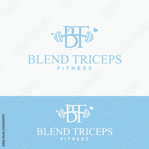 Fitness Logo with curvy style and heart shapes