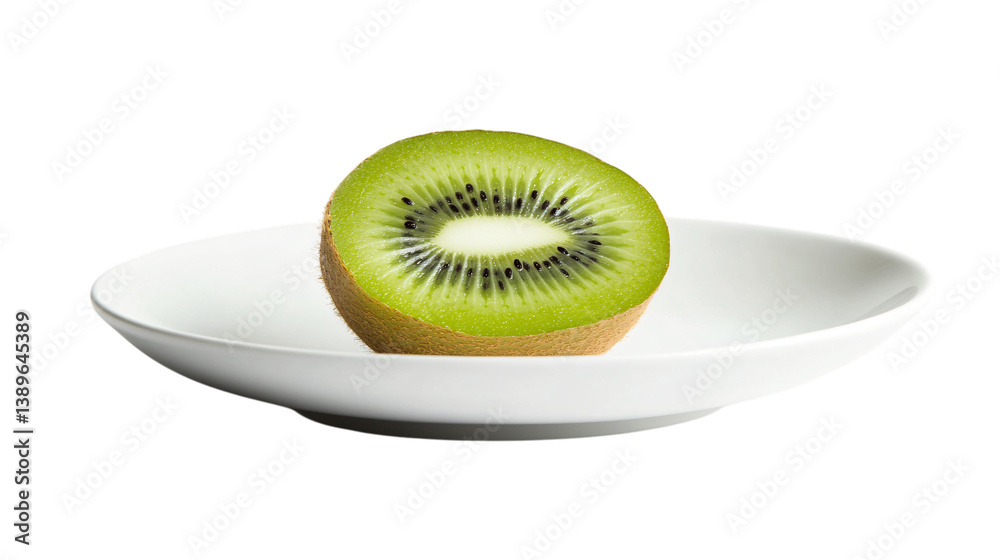 kiwi, placed neatly on a clean white plate, no other objects, isolated - white background --ar 16:9 kiwi, placed neatly on a clean white plate, no other objects, isolated - white background --ar 16:9