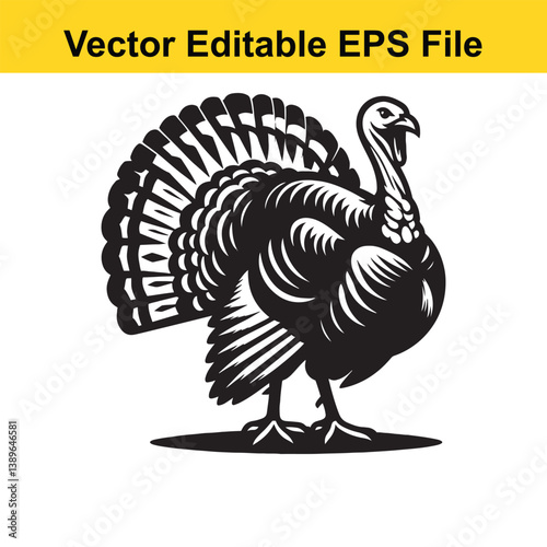 Vector turkey silhouette logo t-shirt