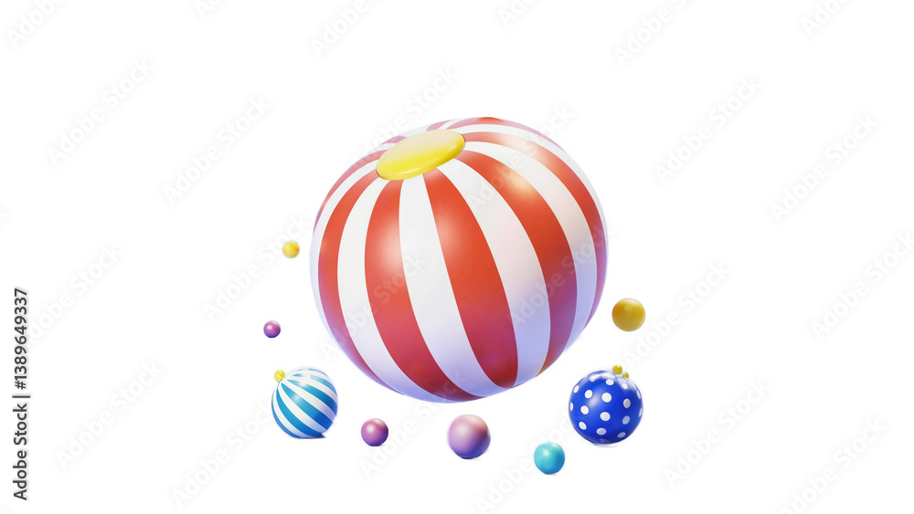 A playful animated beach ball floating in orbit, great for vacation and fun-in-the-sun visuals. A playful animated beach ball floating in orbit, great for vacation and fun-in-the-sun visuals.