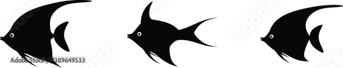 Set of angelfish vector silhouette, icon, illustration on a white background