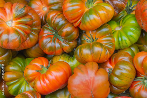 background with red and green tomatoes