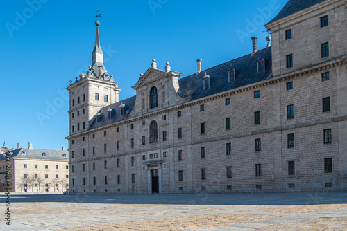 Main facade of the monastery of San Lorenzo del Escorial, province of Madrid. Spain