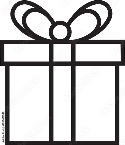 Gift box icon linear black on white background