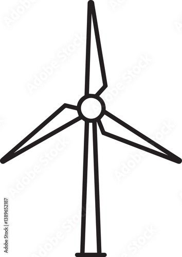Wind turbine icon linear black on white background