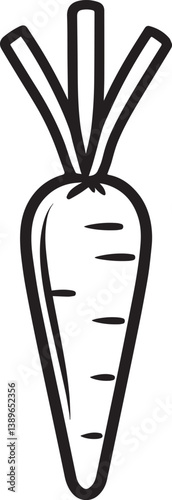 Carrot icon linear black on white background