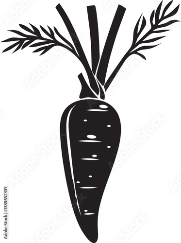 Carrot silhouette vector black on white background
