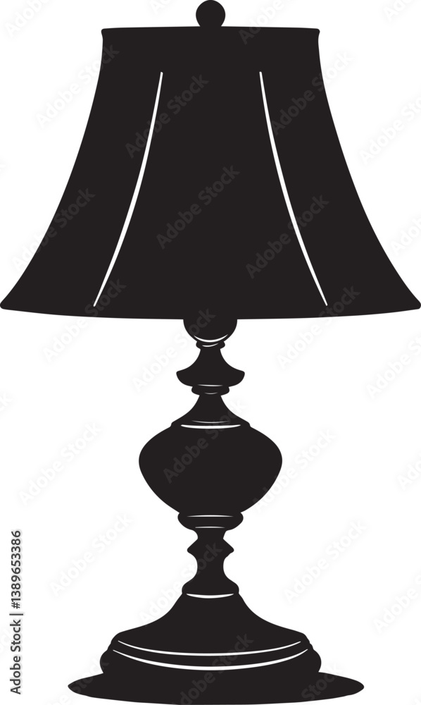 Obraz premium table lamp silhouette vector black on white background