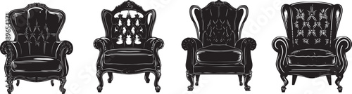 armchair silhouette vector black on white background