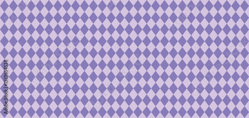 Seamless purple and lavender argyle checkered pattern with diamond shapes for textile design wallpaper backgrounds wrapping paper digital graphic decor fashion fabric surface repeat print