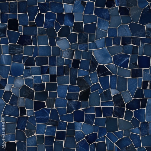 Dark blue and navy stone mosaic floor with seamless pattern features a rustic rock surface enhancing the ambiance of any space SEAMLESS PATTERN