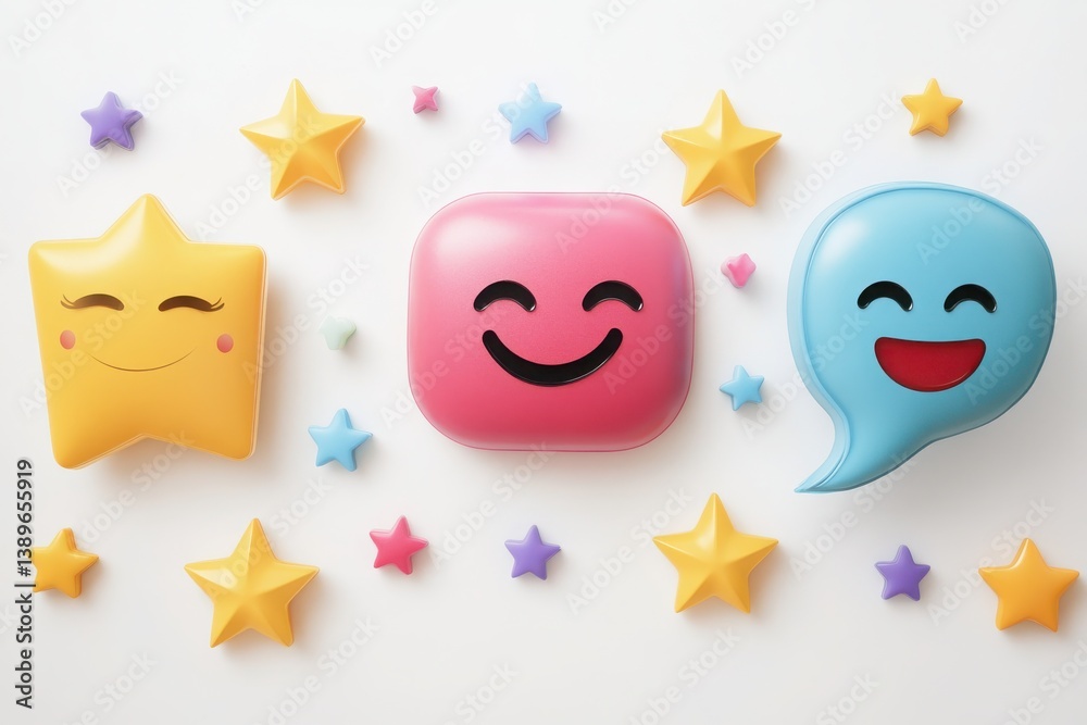 Fototapeta premium Customer reviews and feedback with speech bubbles, stars