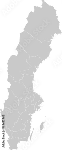 Sweden administrative vector map with level 1 region boundaries – PPT-compatible & fully editable by region