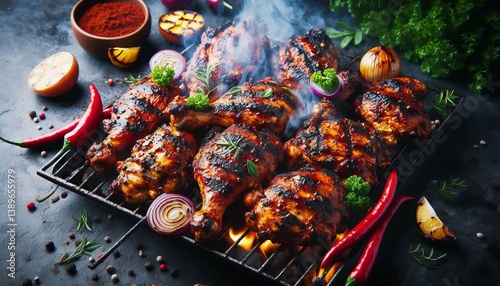 Jamaican Jerk Chicken – Spicy marinated chicken grilled over c