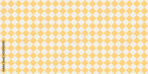 Light yellow and white harlequin diamond pattern seamless background, geometric pastel design for textile, retro wallpaper, wrapping paper, kids fashion, minimal abstract decorative style