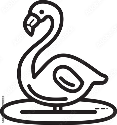 inflatable flamingo icon linear black on white background