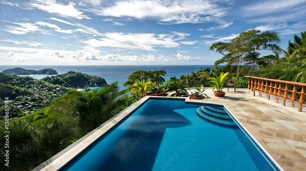 Stunning infinity pool overlooking a tropical ocean vista Stunning infinity pool overlooking a tropical ocean vista