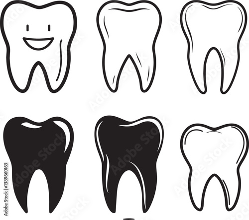 teeth icon linear black on white background