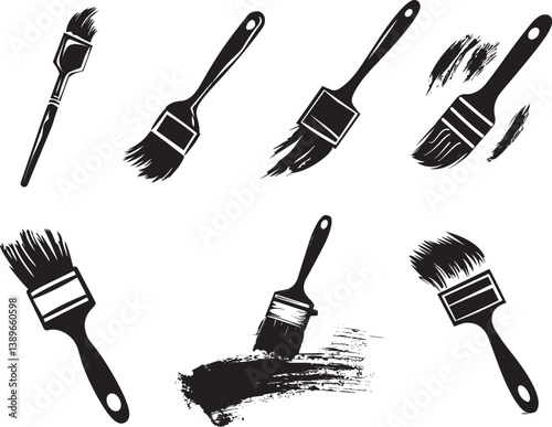 Paintbrush icon linear black on white background