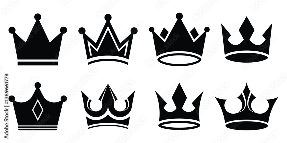 Fototapeta premium Crown icon set vector illustration
