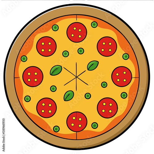 round pizza isolated on transparent white background, png, svg. 