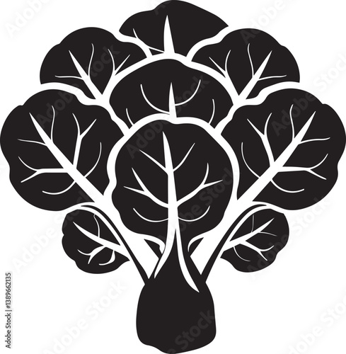 Brussels Sprout silhouette vector black on white background
