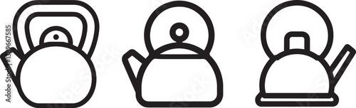 Kettle bell icon linear black on white background