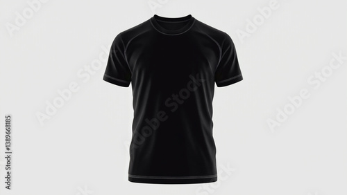 Obraz na płótnie Simple apparel design featuring a black t-shirt against a white backdrop, suitable for fashion and product use w salonie