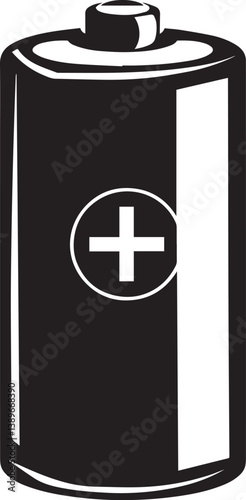 alkaline battery silhouette vector black on white background