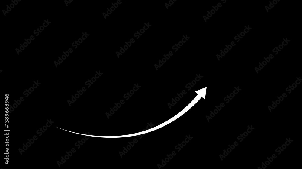 business graph chart icon white color animation. Black background 4k video. Abstract growth graph, white arrow moves upward, columns. business graph chart icon white color animation. Black background 4k video. Abstract growth graph, white arrow moves upward, columns.